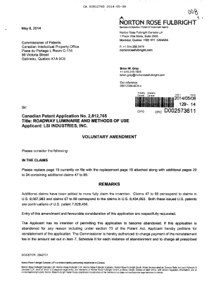 Document de brevet canadien 2812765. Poursuite-Amendment 20140508. Image 1 de 14