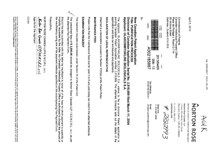 Canadian Patent Document 2812817. Assignment 20130405. Image 1 of 4