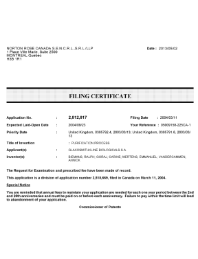 Document de brevet canadien 2812817. Correspondance 20130502. Image 1 de 1