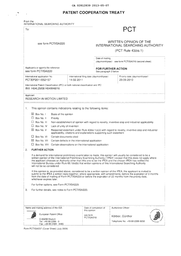 Document de brevet canadien 2812839. PCT 20130507. Image 2 de 6