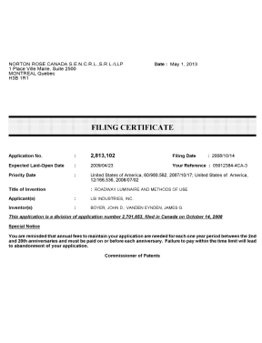 Document de brevet canadien 2813102. Correspondance 20130501. Image 1 de 1