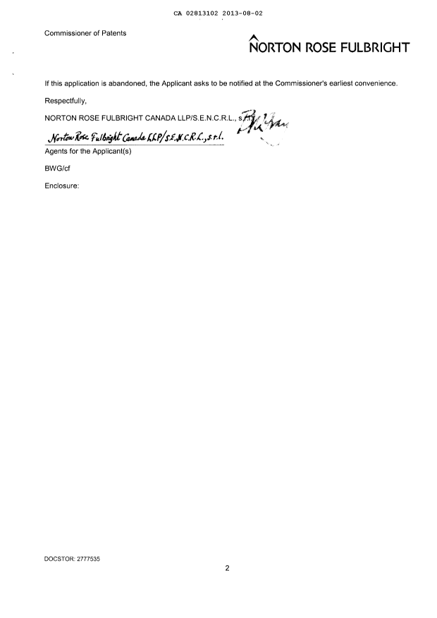 Document de brevet canadien 2813102. Poursuite-Amendment 20130802. Image 2 de 2
