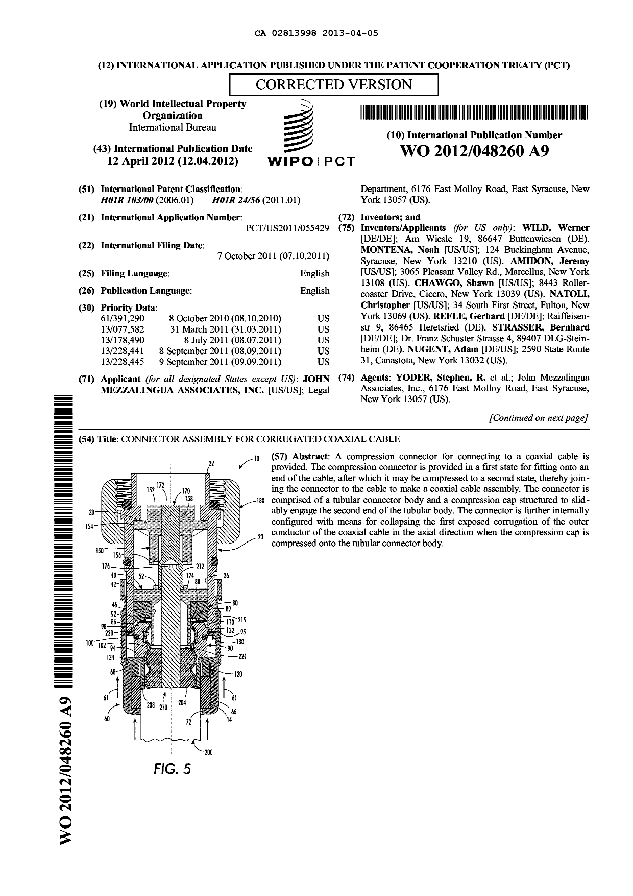 Document de brevet canadien 2813998. Abrégé 20130405. Image 1 de 2