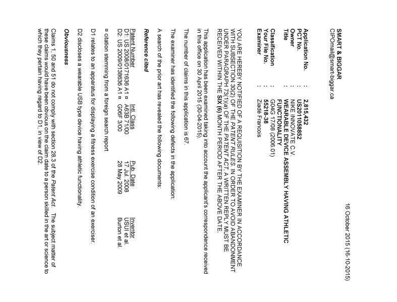 Document de brevet canadien 2815432. Poursuite-Amendment 20141216. Image 1 de 4