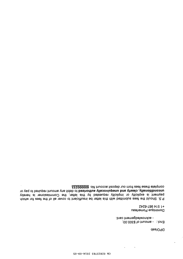 Canadian Patent Document 2815783. Correspondence 20131205. Image 2 of 2