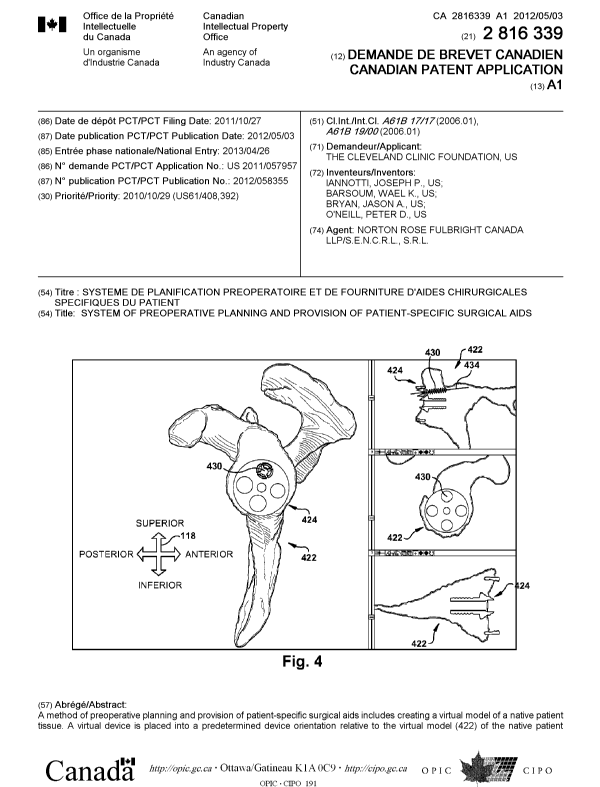 Document de brevet canadien 2816339. Page couverture 20130705. Image 1 de 2