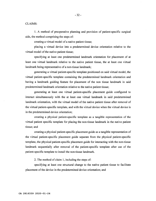 Document de brevet canadien 2816339. Revendications 20200124. Image 1 de 10