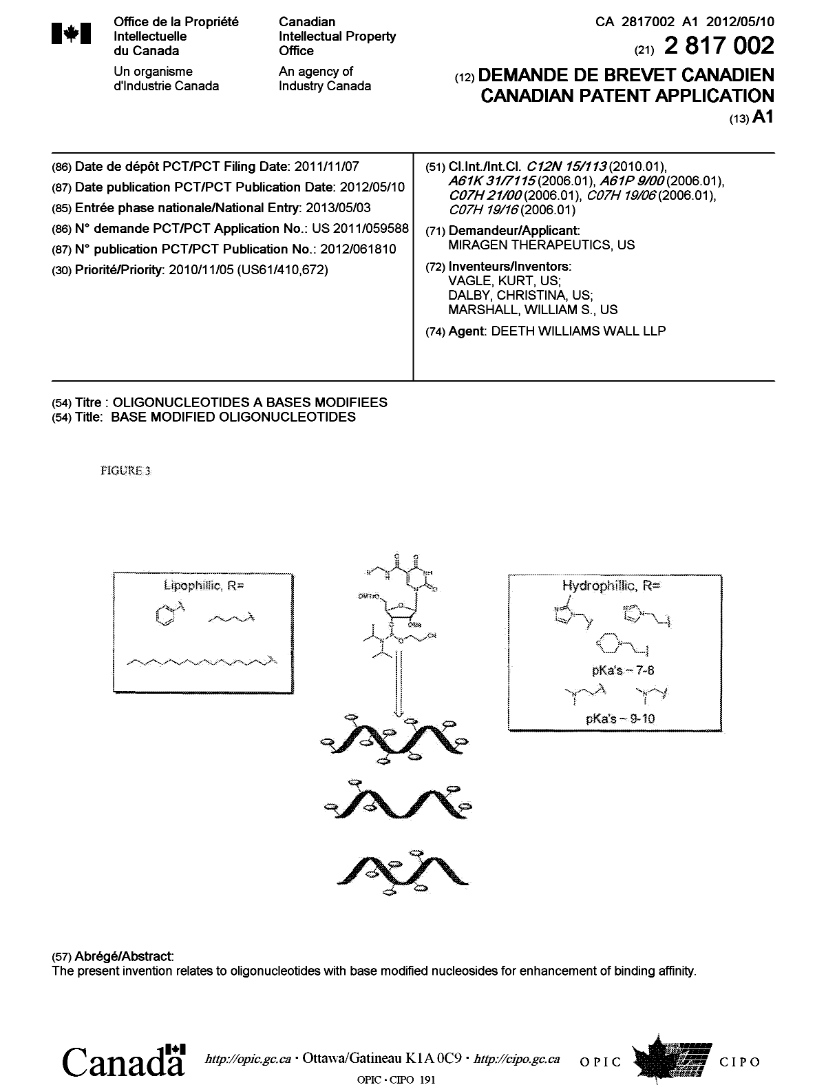 Document de brevet canadien 2817002. Page couverture 20130710. Image 1 de 1