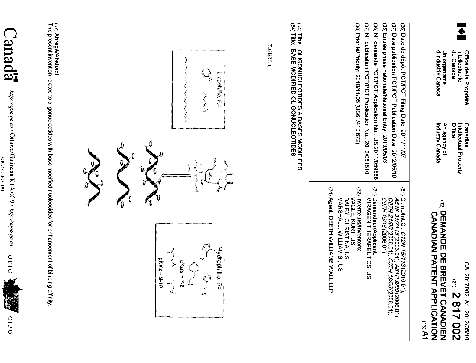 Canadian Patent Document 2817002. Cover Page 20130710. Image 1 of 1