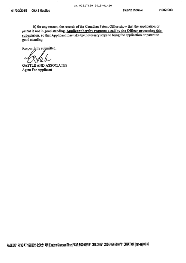 Document de brevet canadien 2817450. Taxes 20150120. Image 2 de 2