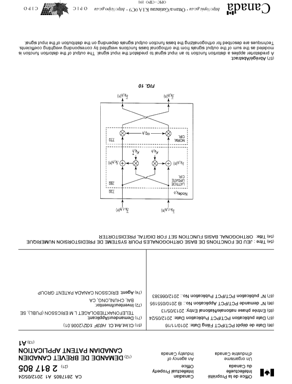 Document de brevet canadien 2817805. Page couverture 20130717. Image 1 de 1