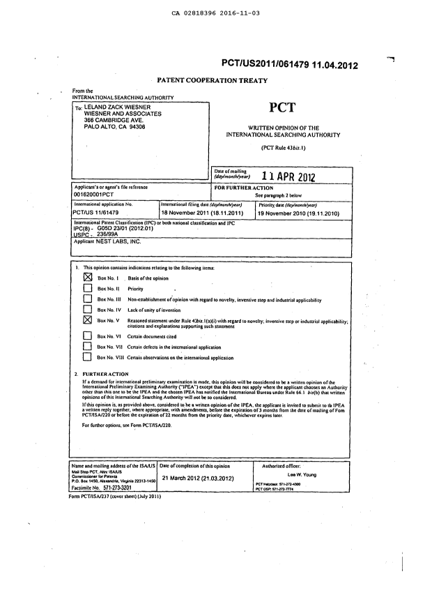 Document de brevet canadien 2818396. PCT 20161103. Image 2 de 10