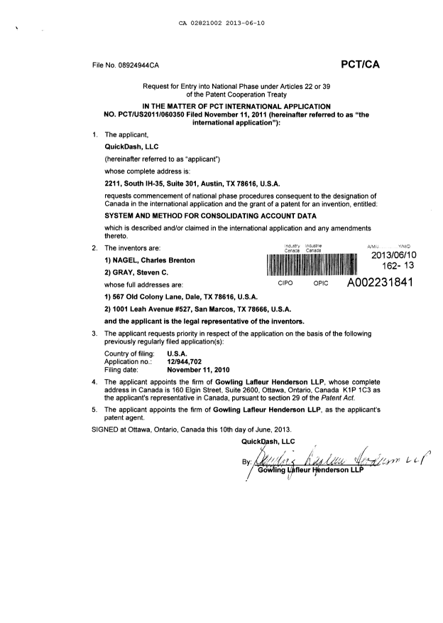 Canadian Patent Document 2821002. Assignment 20121210. Image 3 of 3