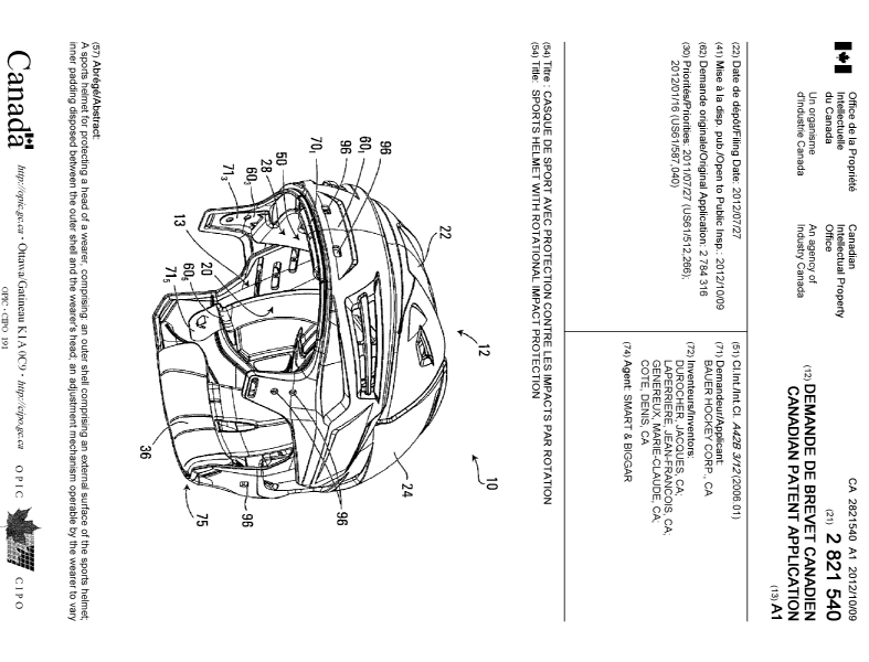 Document de brevet canadien 2821540. Page couverture 20130909. Image 1 de 2