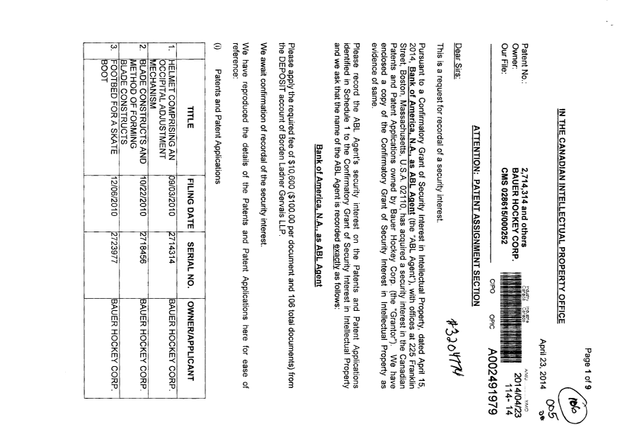 Document de brevet canadien 2821540. Cession 20131223. Image 1 de 21