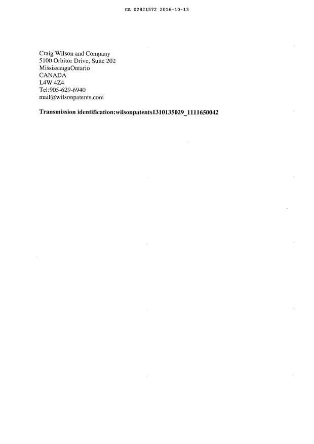 Document de brevet canadien 2821572. Correspondance 20151213. Image 2 de 7
