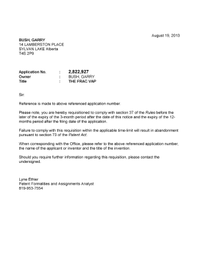 Document de brevet canadien 2822927. Correspondance 20130819. Image 1 de 1