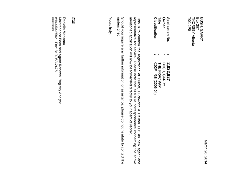 Canadian Patent Document 2822927. Correspondence 20131226. Image 1 of 1