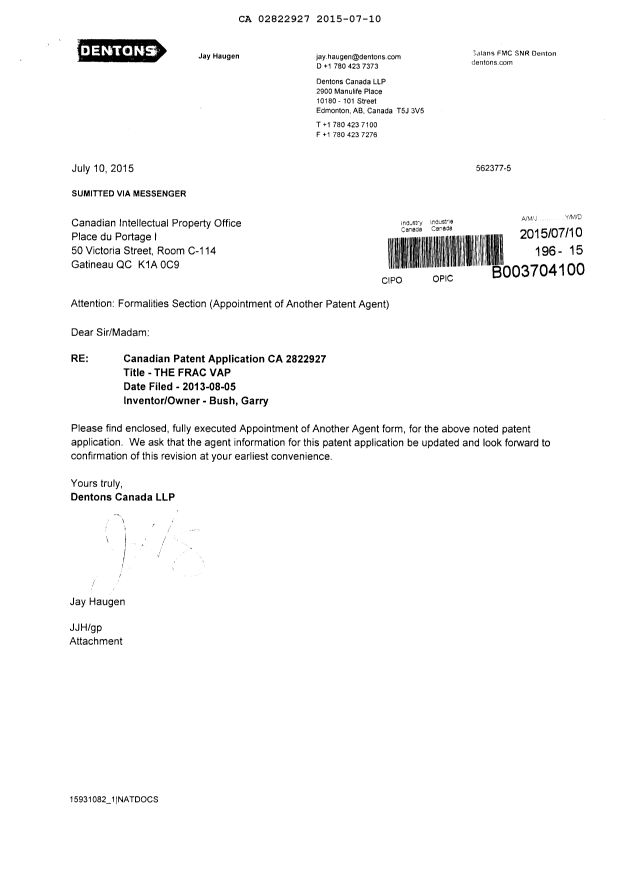 Canadian Patent Document 2822927. Correspondence 20141210. Image 3 of 3