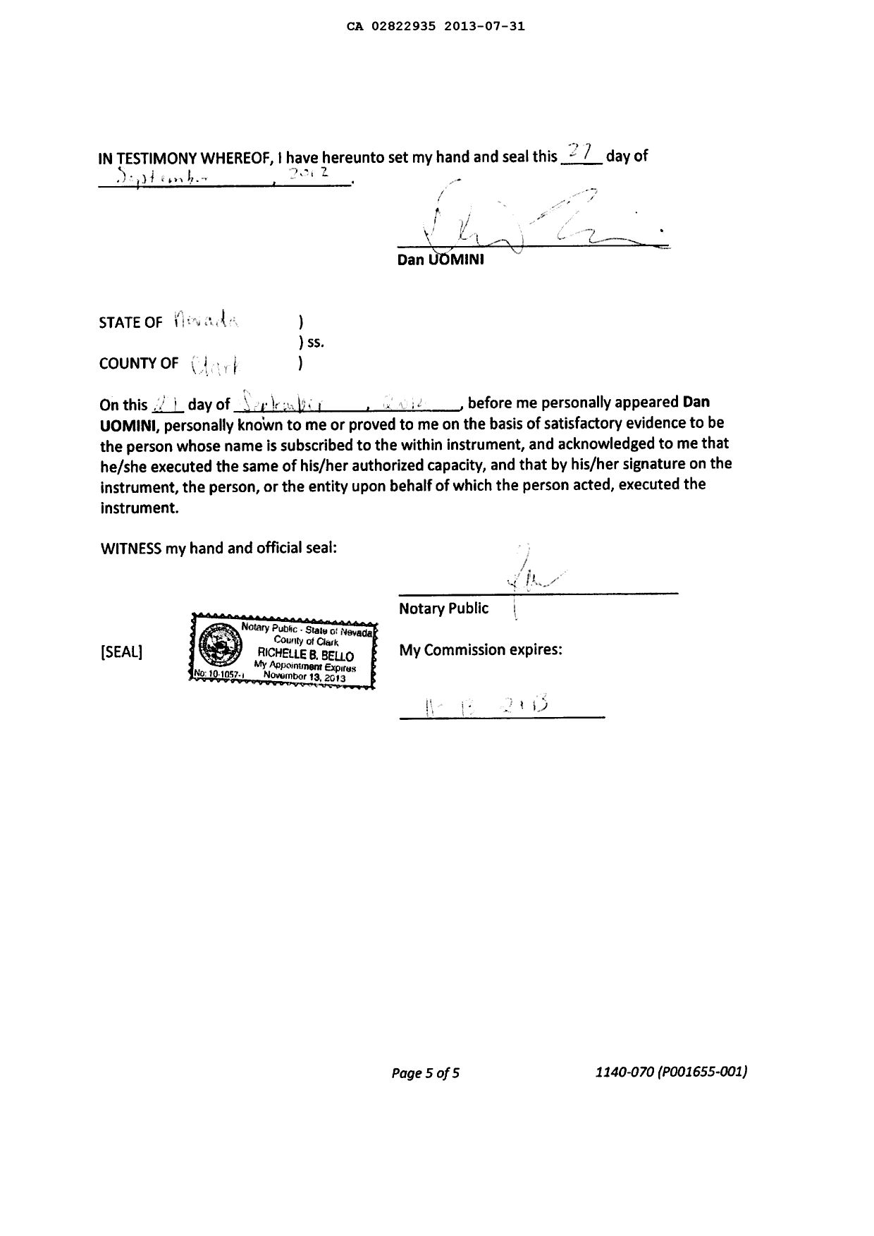 Canadian Patent Document 2822935. Assignment 20130731. Image 8 of 8