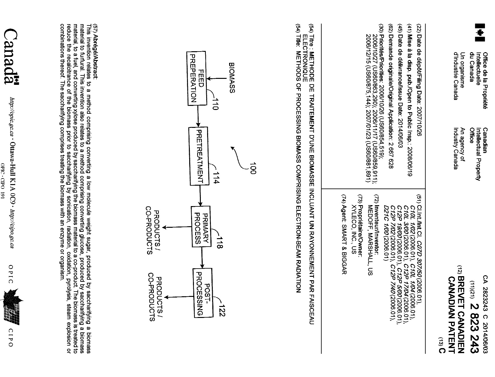 Document de brevet canadien 2823243. Page couverture 20131215. Image 1 de 1