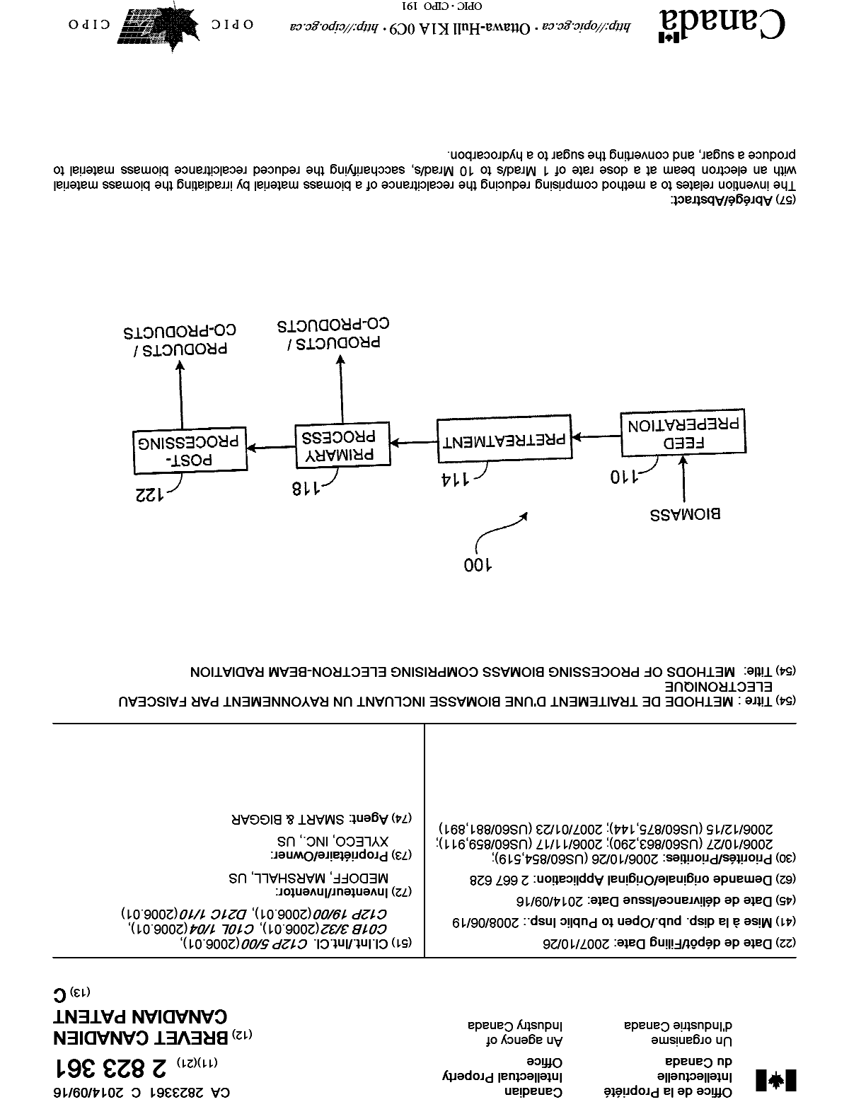 Document de brevet canadien 2823361. Page couverture 20131225. Image 1 de 1