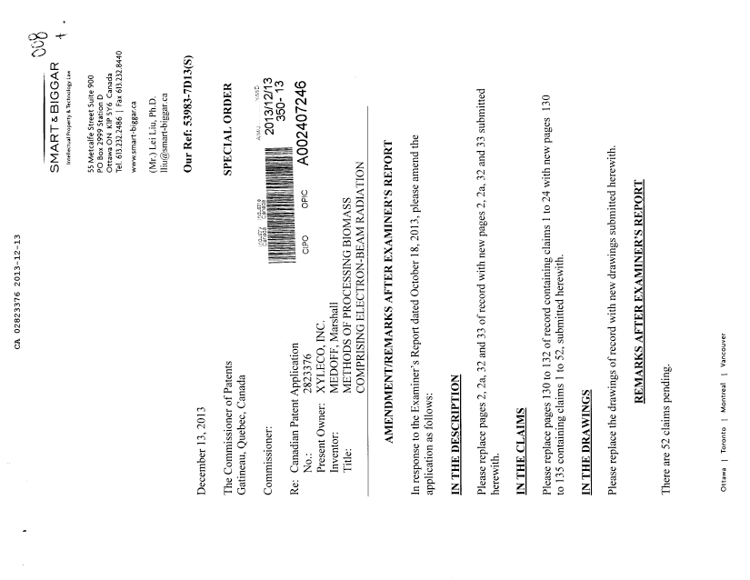 Document de brevet canadien 2823376. Poursuite-Amendment 20121213. Image 1 de 54