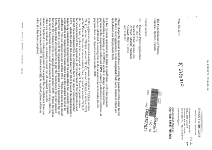 Document de brevet canadien 2823376. Correspondance 20131216. Image 1 de 2