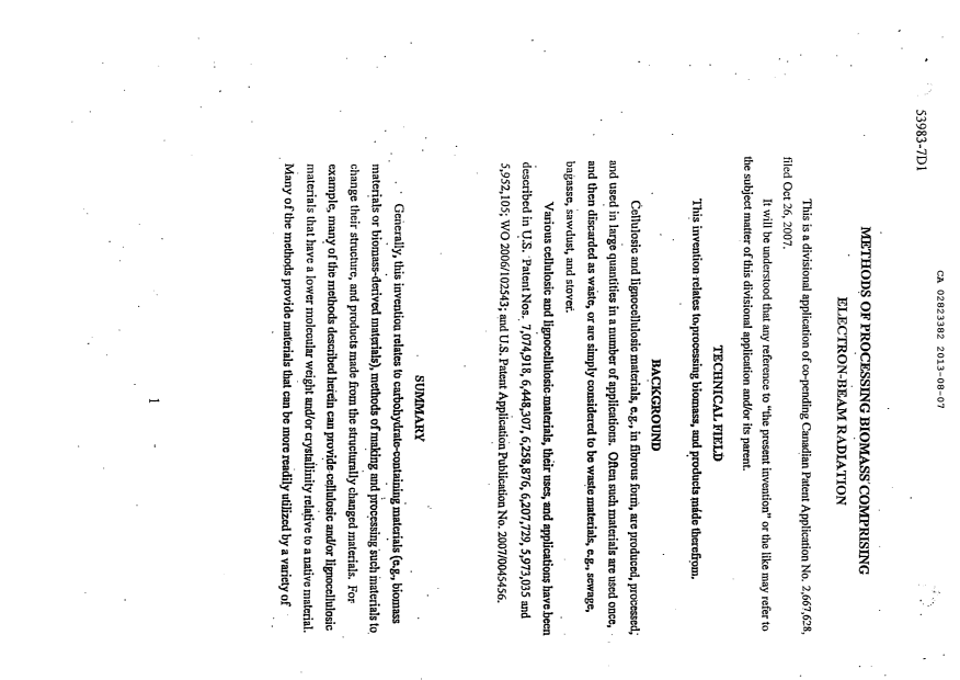 Canadian Patent Document 2823382. Description 20131228. Image 1 of 130