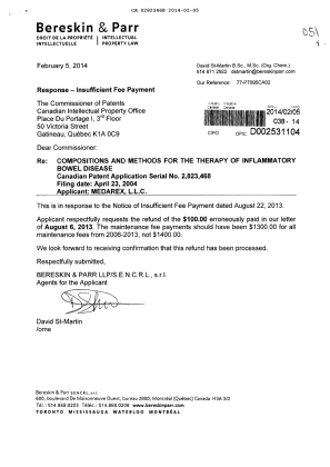 Canadian Patent Document 2823468. Correspondence 20140205. Image 1 of 1