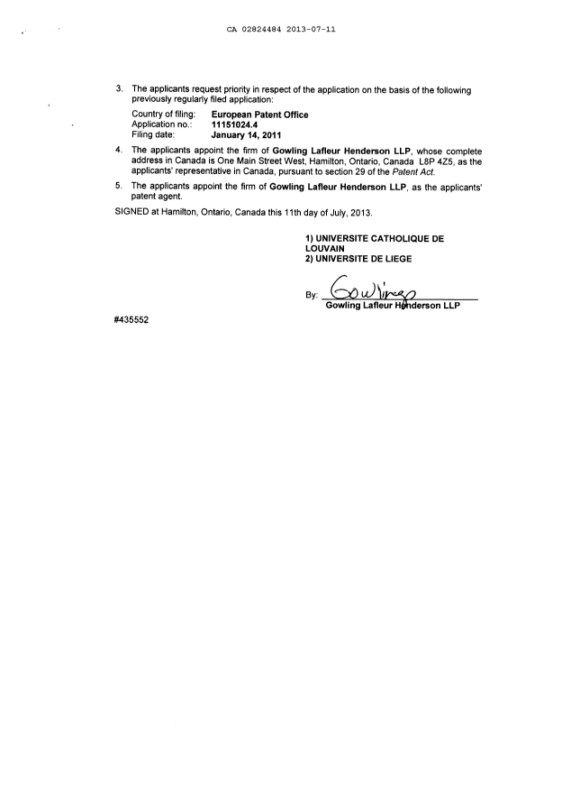 Document de brevet canadien 2824484. Cession 20121211. Image 4 de 6