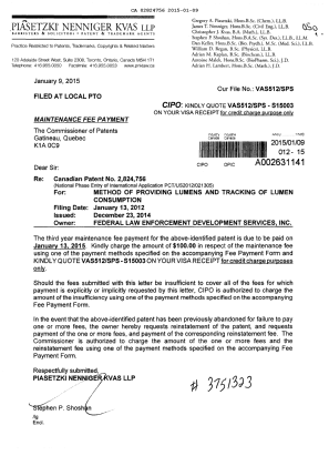 Document de brevet canadien 2824756. Taxes 20150109. Image 1 de 1