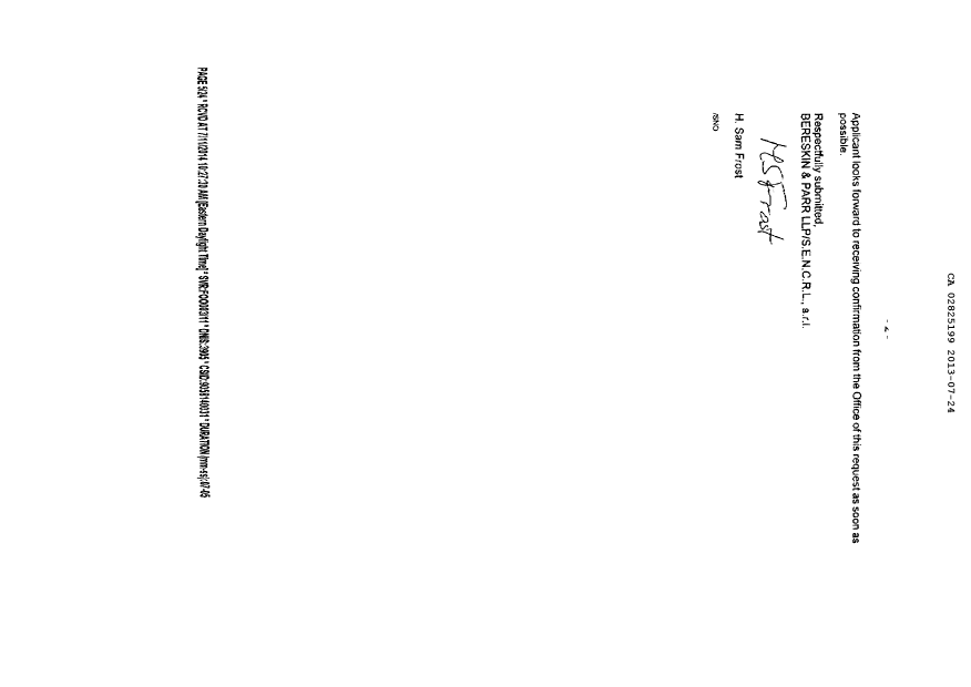 Canadian Patent Document 2825199. Prosecution-Amendment 20130724. Image 2 of 2