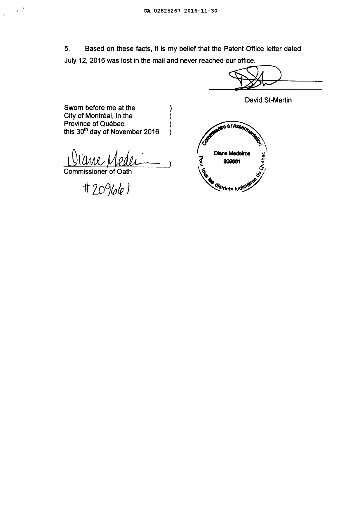 Canadian Patent Document 2825267. Prosecution Correspondence 20161130. Image 3 of 3