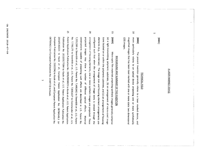 Document de brevet canadien 2825655. Description 20180709. Image 1 de 24