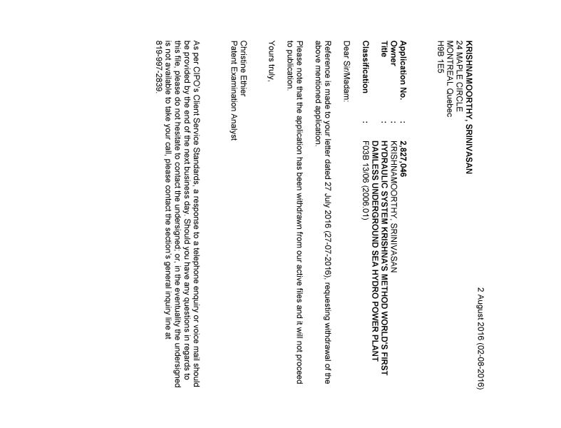 Canadian Patent Document 2827046. Correspondence 20151202. Image 1 of 1