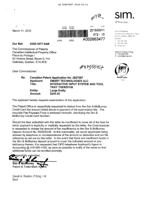 Document de brevet canadien 2827097. Poursuite-Amendment 20150311. Image 1 de 1