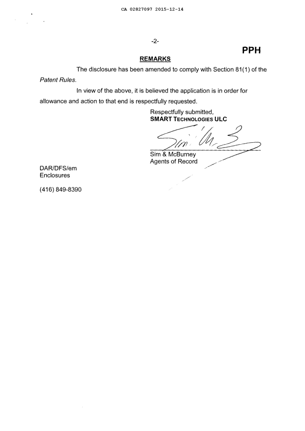 Document de brevet canadien 2827097. Modification 20151214. Image 2 de 3