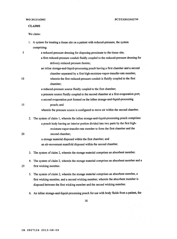 Document de brevet canadien 2827124. Revendications 20121209. Image 1 de 5
