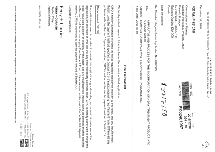 Document de brevet canadien 2828325. Correspondance 20151216. Image 1 de 3