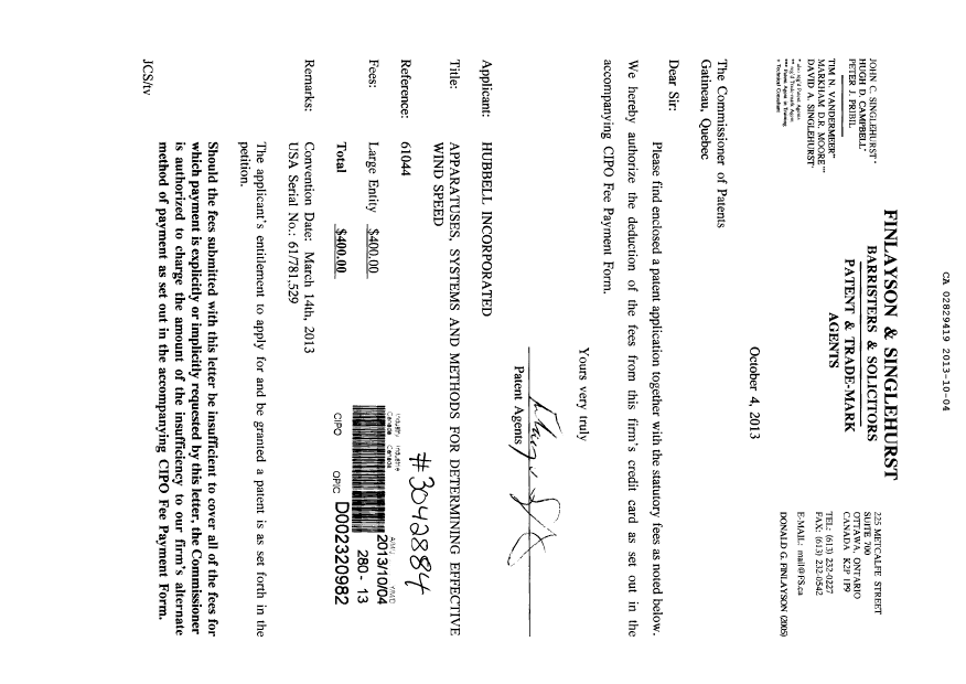 Canadian Patent Document 2829419. Assignment 20131004. Image 1 of 3