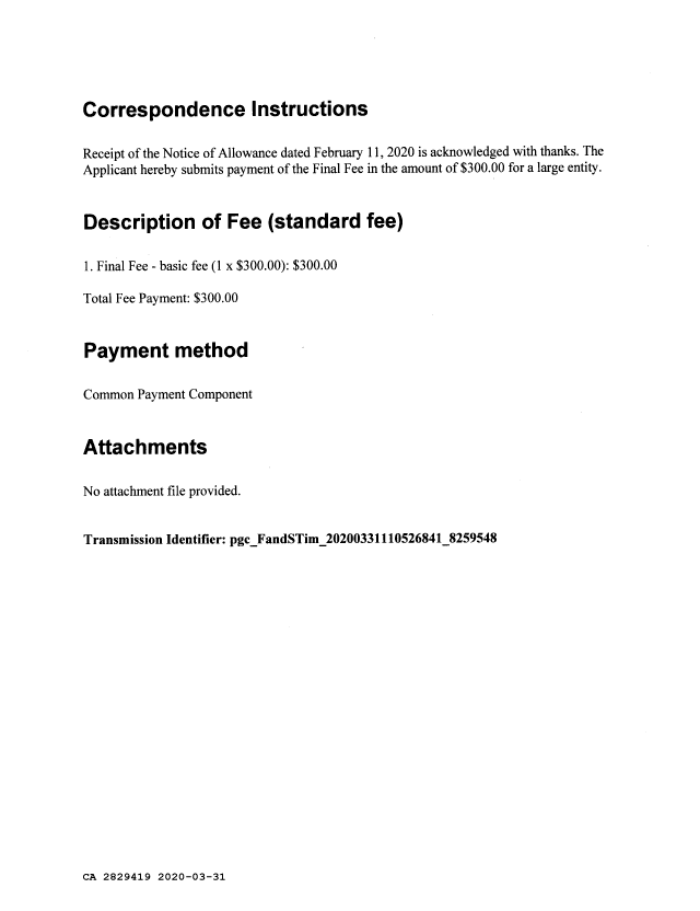 Canadian Patent Document 2829419. Final Fee 20200331. Image 3 of 3