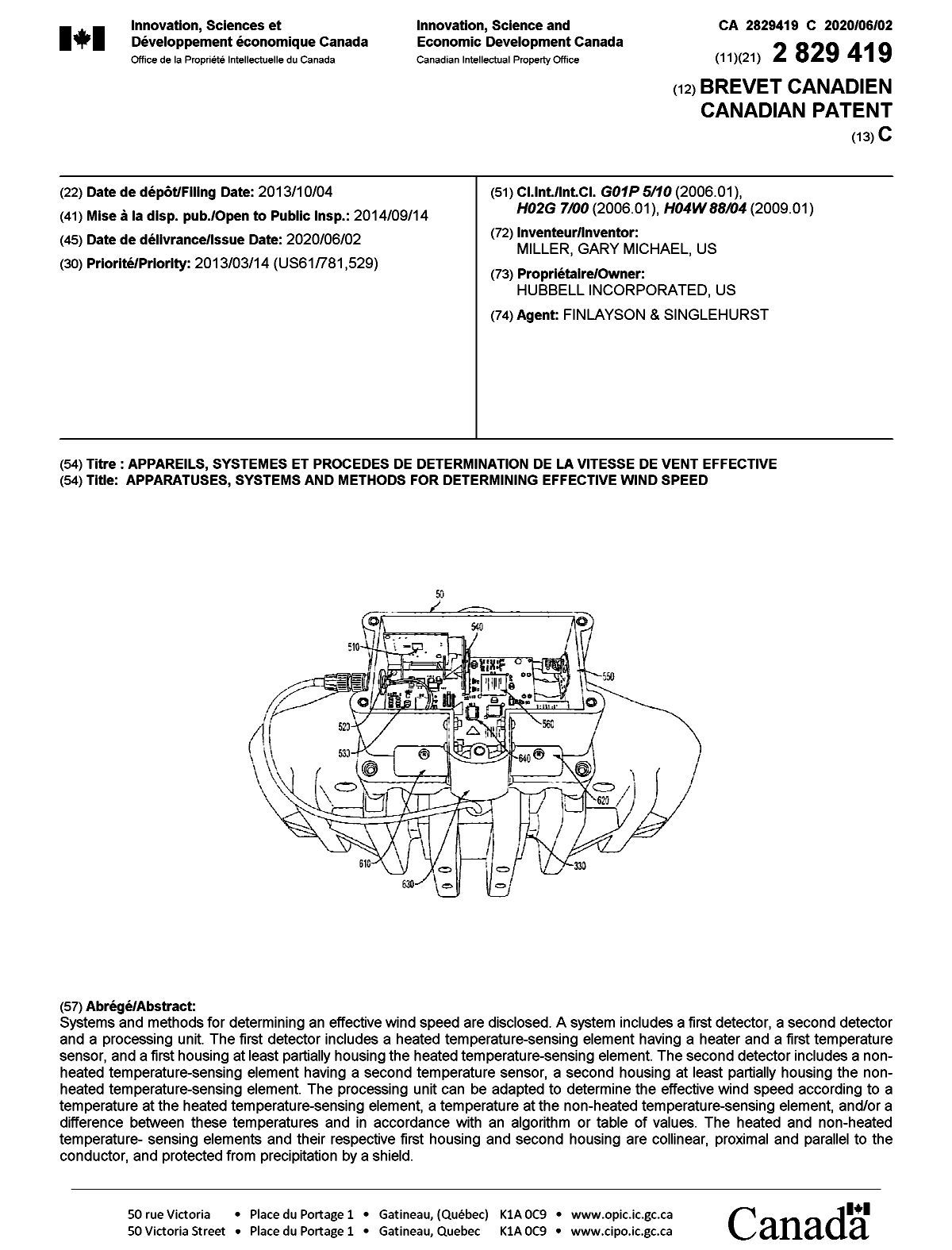 Document de brevet canadien 2829419. Page couverture 20200504. Image 1 de 1