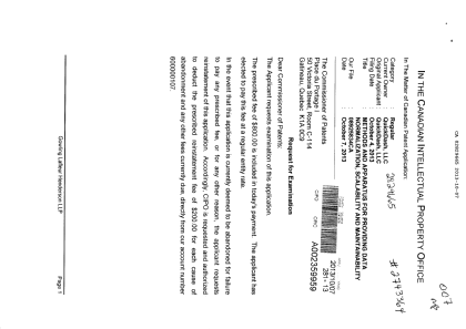 Canadian Patent Document 2829665. Prosecution-Amendment 20121207. Image 1 of 2