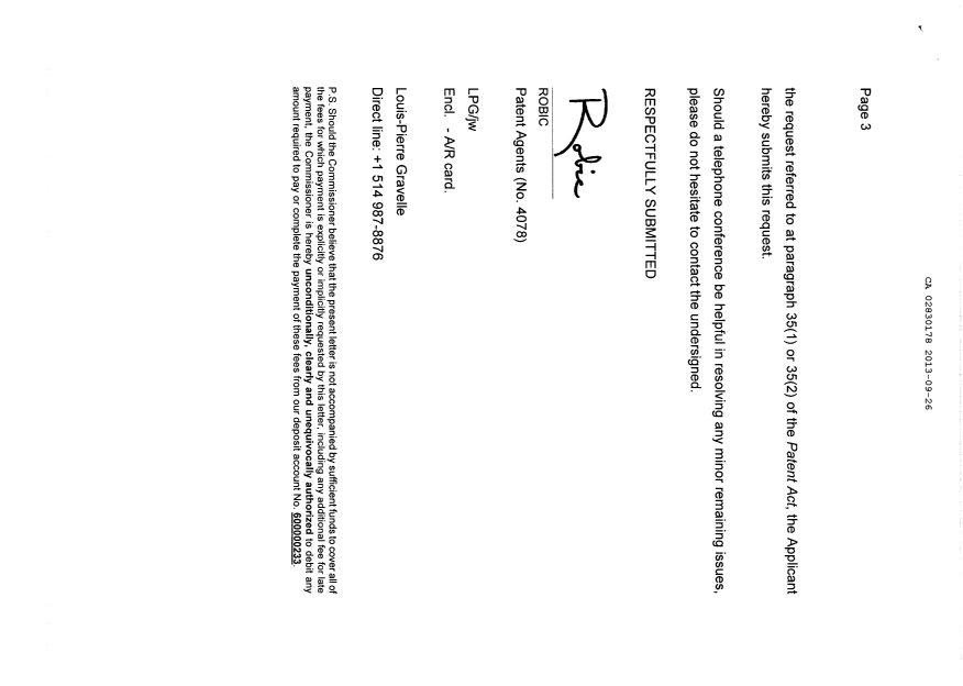 Document de brevet canadien 2830178. Poursuite-Amendment 20121226. Image 3 de 3