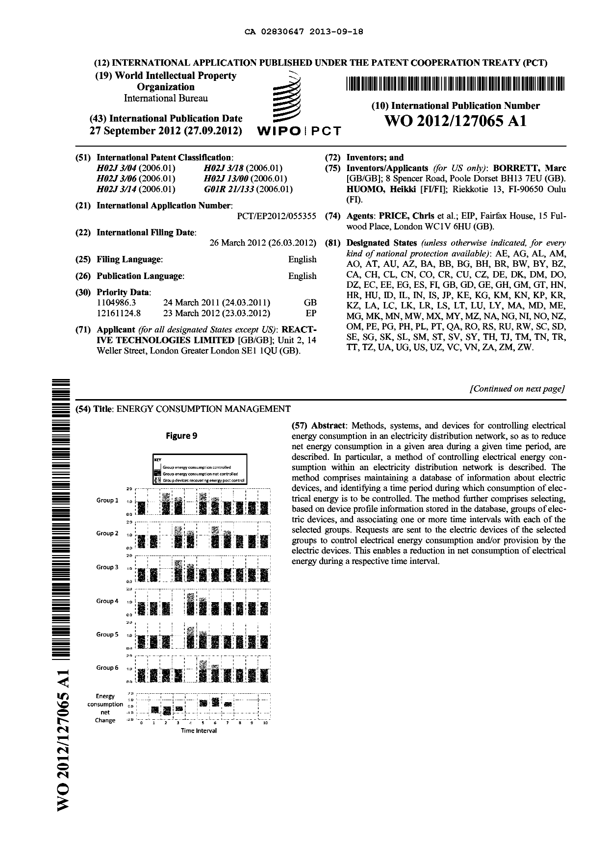 Document de brevet canadien 2830647. Abrégé 20121218. Image 1 de 2