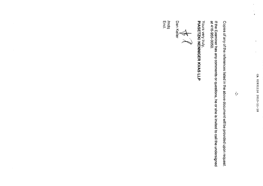 Document de brevet canadien 2831116. Poursuite-Amendment 20131118. Image 2 de 2