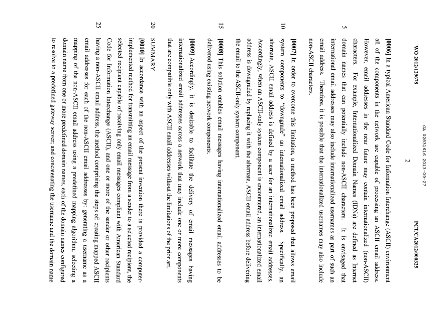 Document de brevet canadien 2831616. Description 20121227. Image 2 de 22