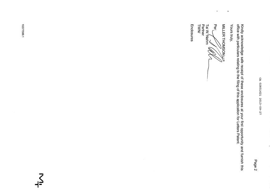 Document de brevet canadien 2831621. Cession 20130927. Image 2 de 2