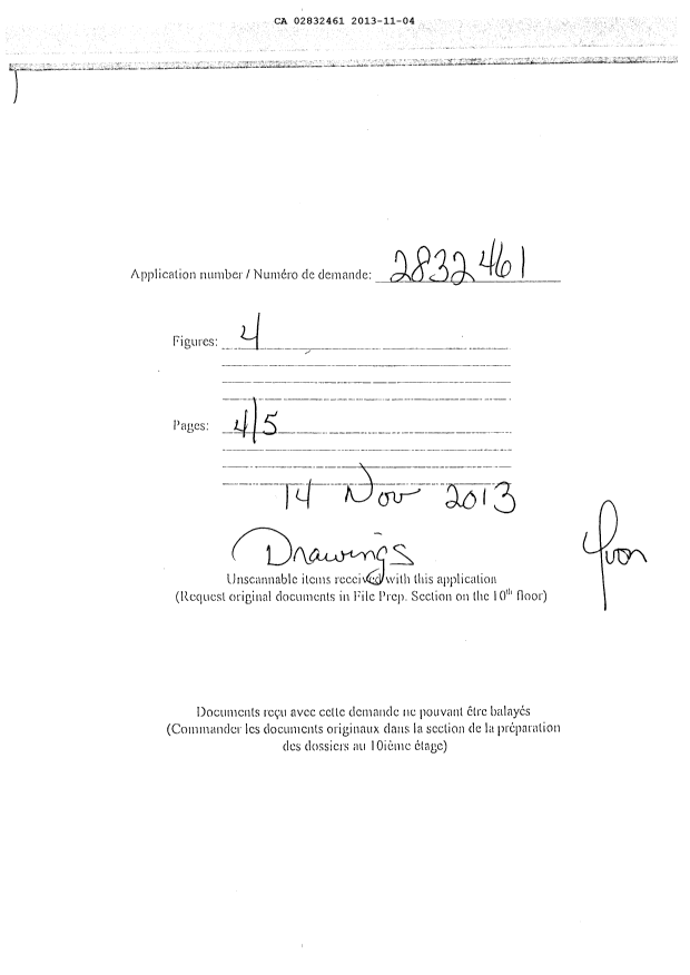 Document de brevet canadien 2832461. Dessins 20121204. Image 1 de 5